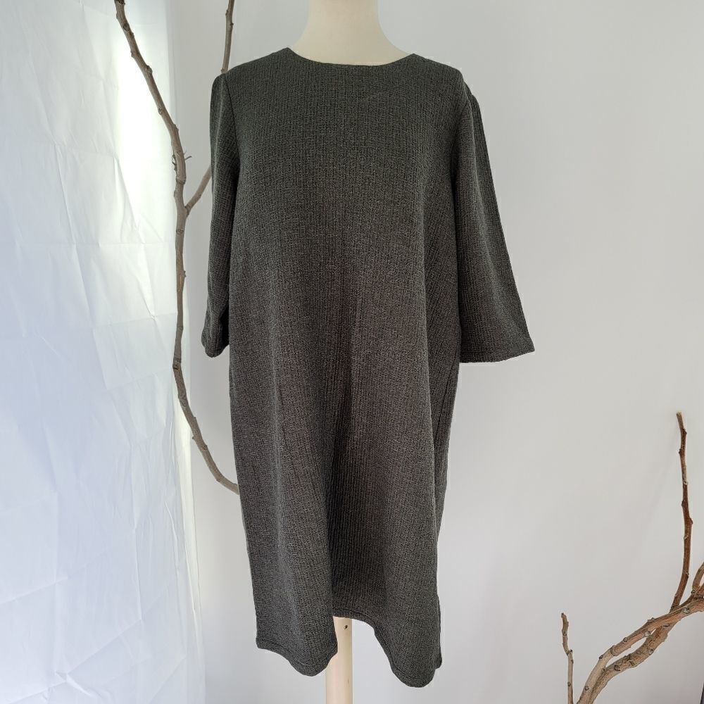 Eileen fisher stretchy lagenlook dress green